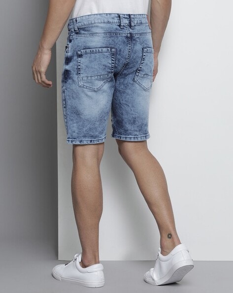 Acid wash store denim shorts mens