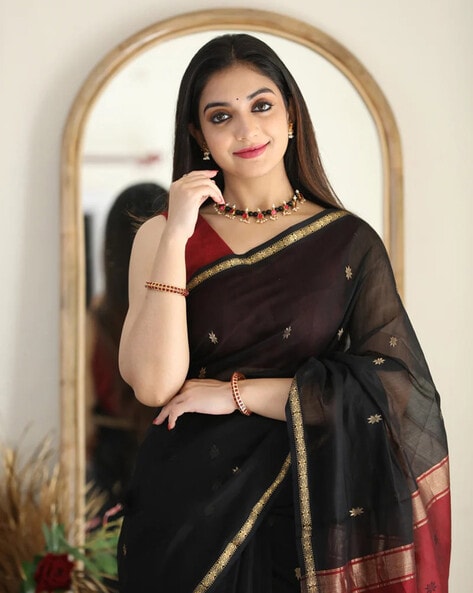 Green Black Saree - Buy Green Black Saree online in India