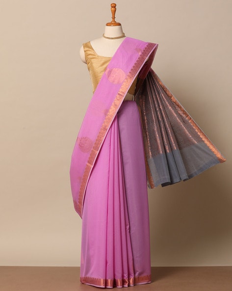 SHANVIKA Mauve Art Silk Geometric Design Saree With Blouse