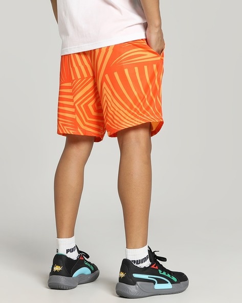 Orange cheap striped shorts