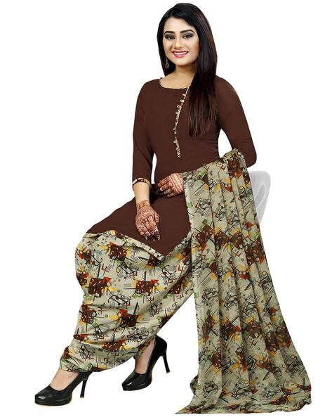 Printed 3-Piece Unstitched Dress Material Price in India