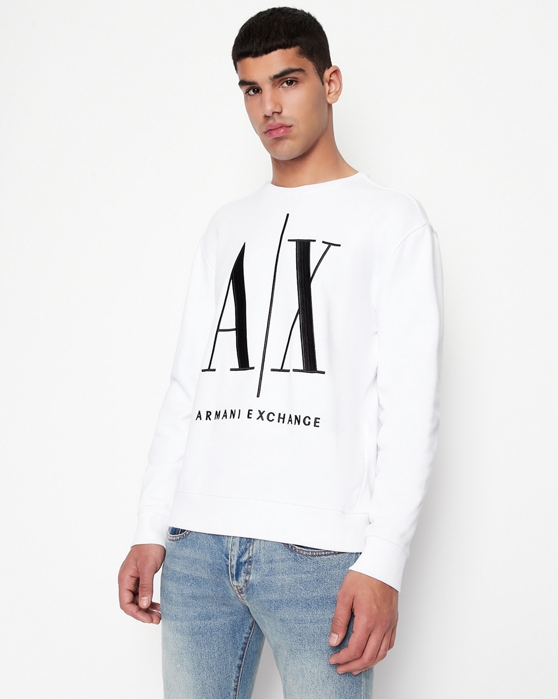 Armani exchange white on sale sweater