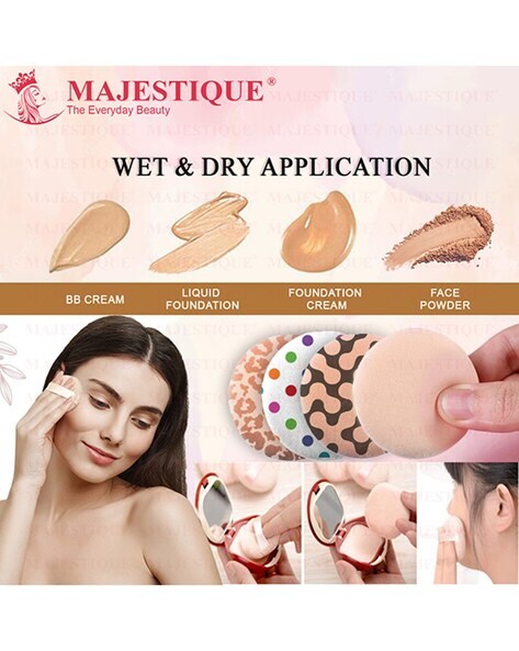MAJESTIQUE Flat Circle Face Makeup Sponge - Powder Puff, Soft &  Comfortable, 1 pc