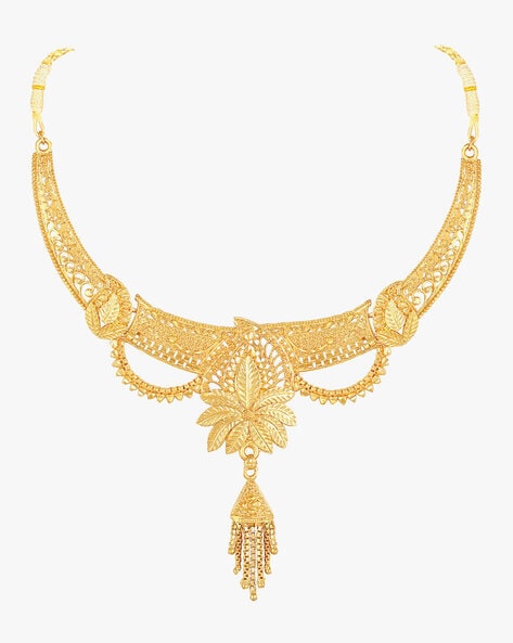 1 Gram Gold Lakshmi Long Necklace with Jhumka - South India Jewels