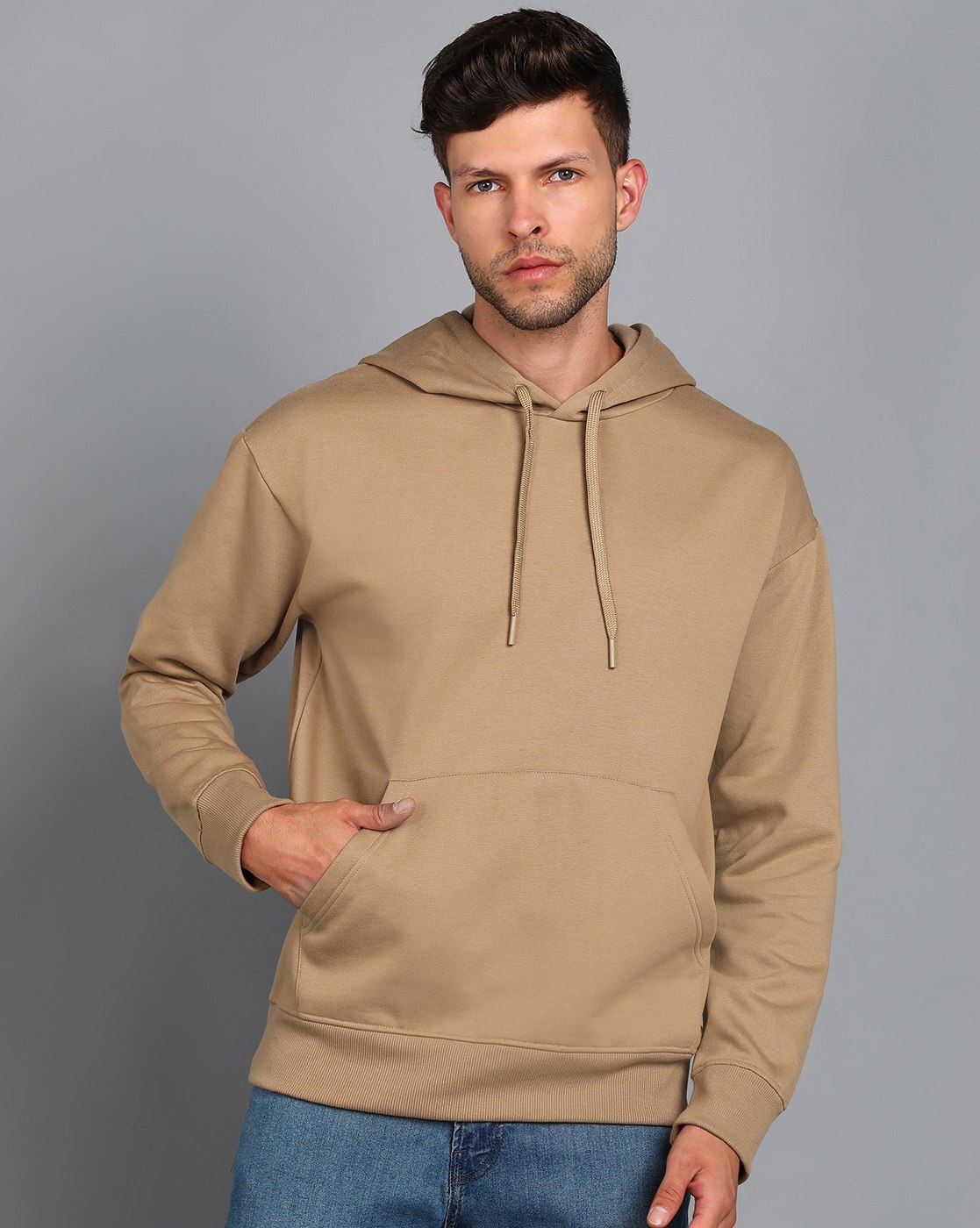 Slip-On Sweatshirt Hooded with Drawstring