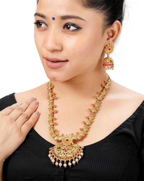 Gold Plated Peacock Necklace Set  Sasitrends