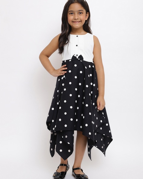 Girls black and clearance white polka dot dress