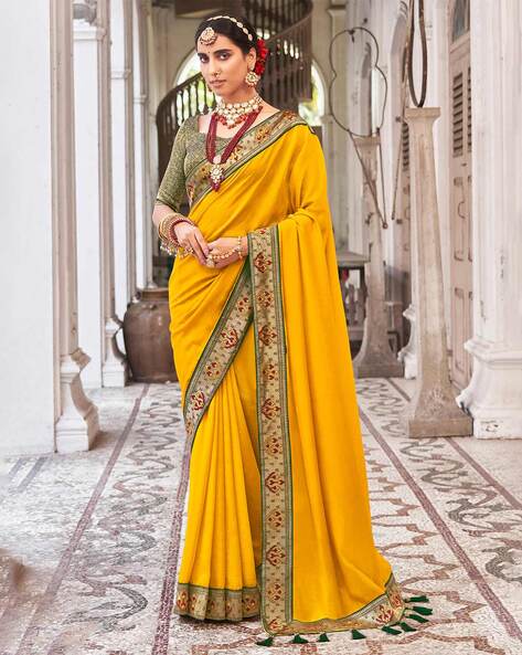 Mustard Saree - Buy Stunning Mustard Colour Sarees Online – Koskii