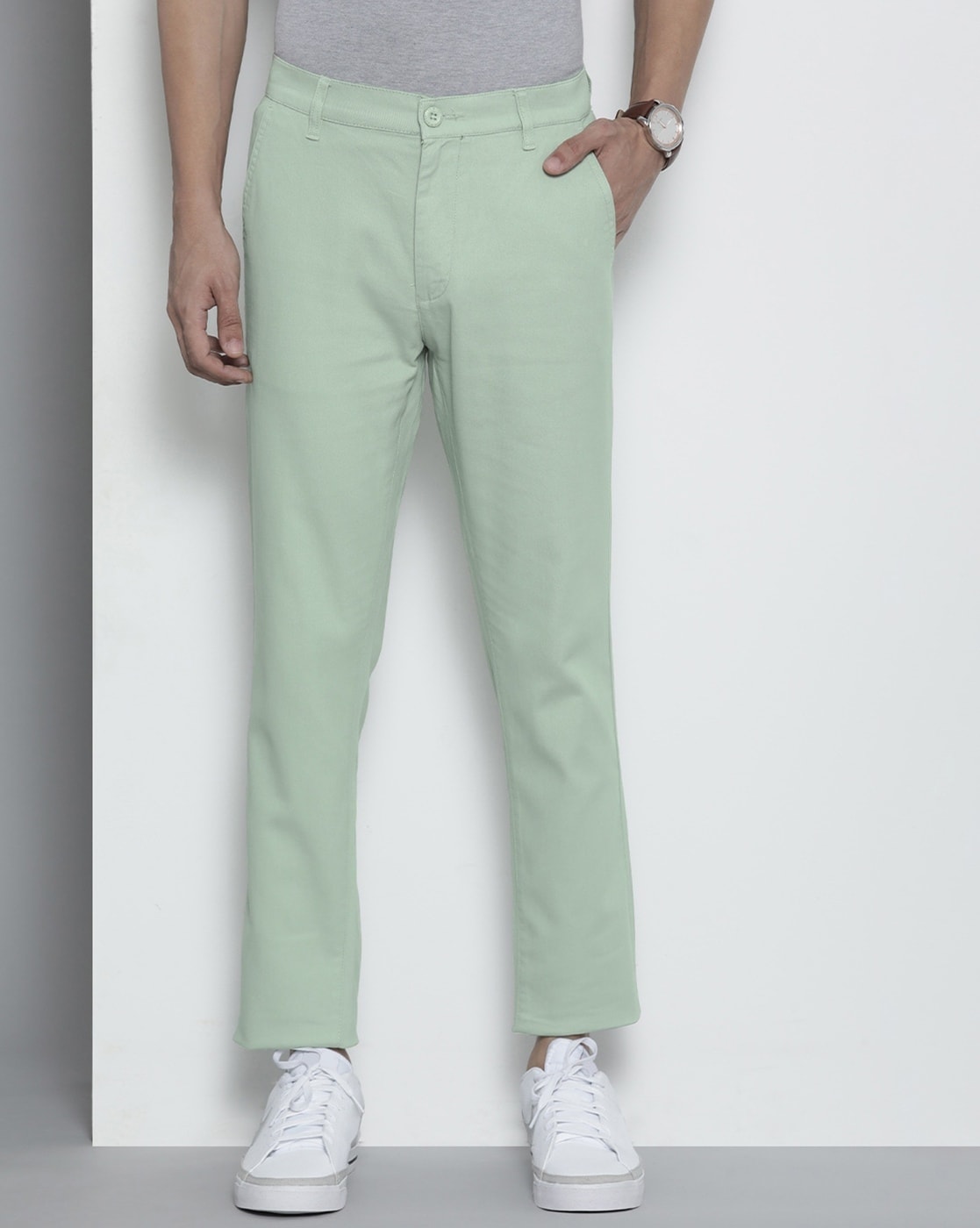 Buy Peter England Green Cotton Slim Fit Trousers for Mens Online  Tata CLiQ