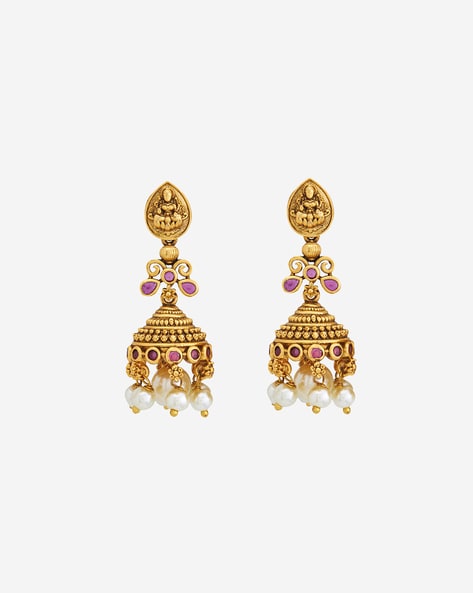 Buy Kushal's Fashion Jewellery Ruby Antique Earring with Stones & Beads -  370311 at Amazon.in