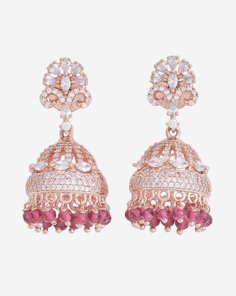 Red ruby jhumkas – Sanvi Jewels