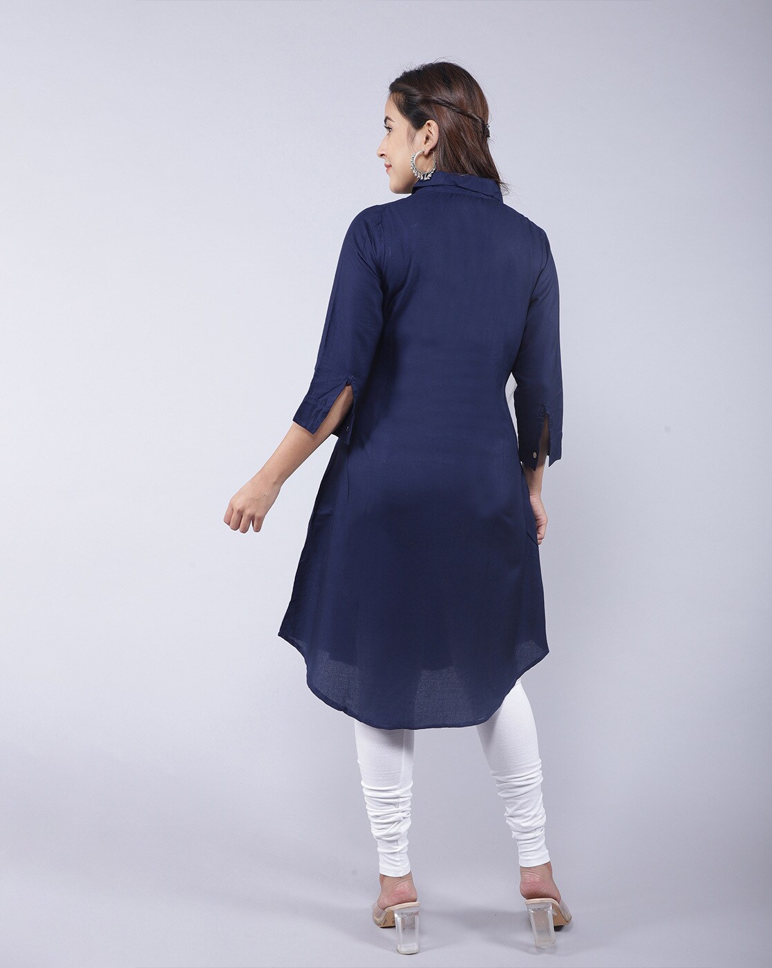 Reeta Fashion Designer Navy Blue Georgette Solid Slit Kurti RFK486 | Reeta  Fashion
