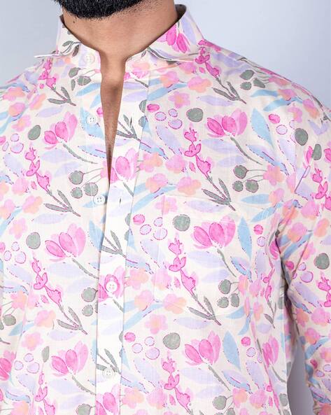 Floral Printed Shirt with Spread Collar