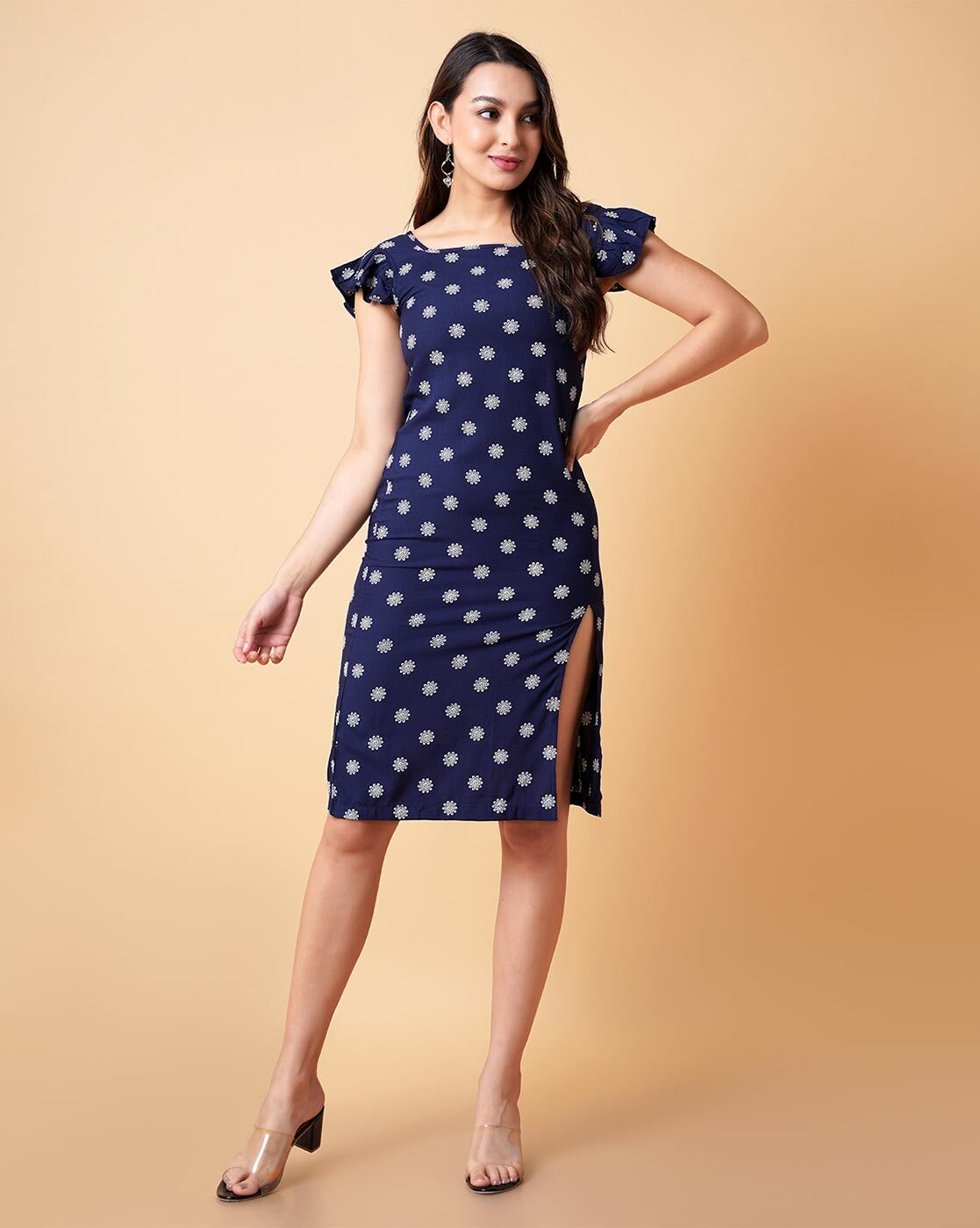 Daevish Women Maxi Dark Blue, White Dress - Buy Daevish Women Maxi Dark  Blue, White Dress Online at Best Prices in India