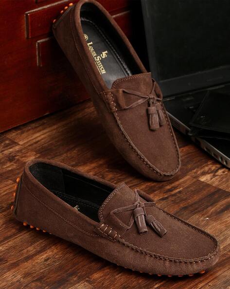 LOUIS STITCH Men's Italian Suede Leather Loafer Moccasin Style Shoes