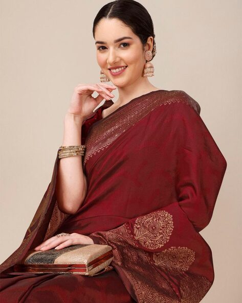 Banarasi Saree in Black and Maroon | Saree designs, Indian fashion saree,  Party wear sarees