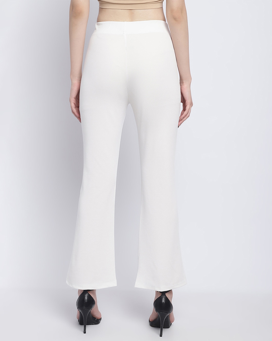 Diconna Women Solid High Elastich Flare Pants Polyester White S -  Walmart.com