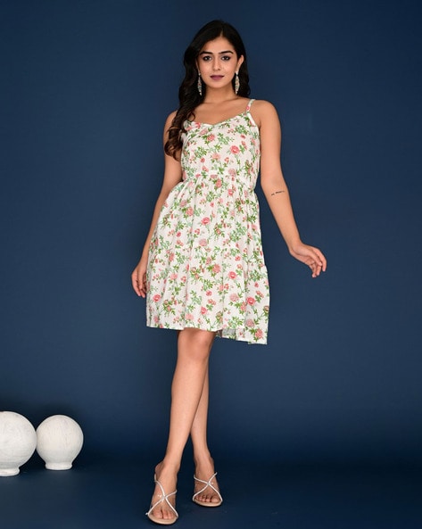 Casual Summer Dress | Women's Floral Boho Ruffle Strap Backless Tiered Mini  Short Beach Sun Dresses
