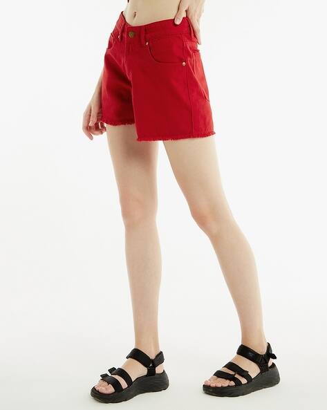Denim Shorts with Frayed Hems