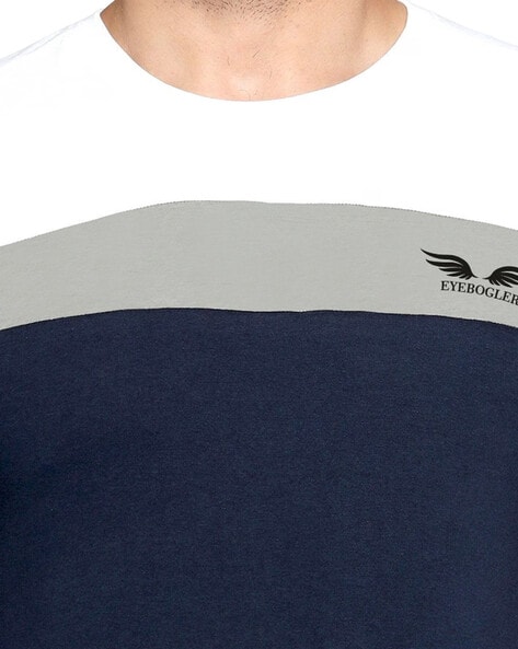 Buy Navy Blue & White Tshirts for Men by EYEBOGLER Online