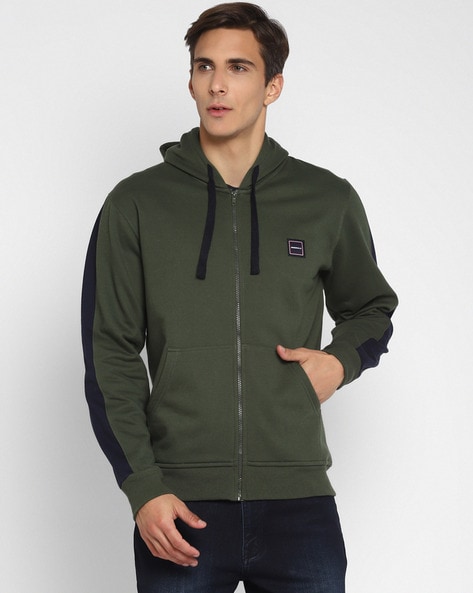 Zip-Front Hoodie with Contrast Taping