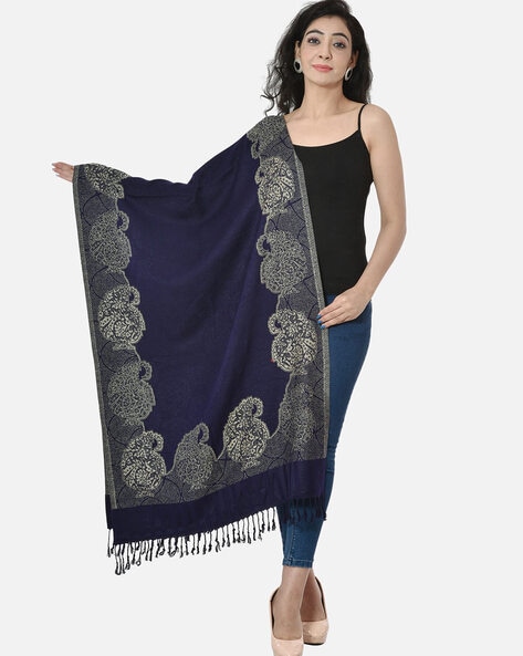 Embroidered Shawl with Tassels Price in India