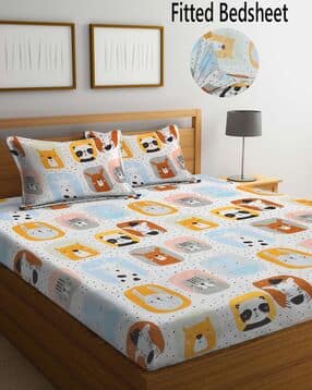 fabinaliv 300 TC Cat Print King-Size Bedsheet with Pillow Covers-picture-22