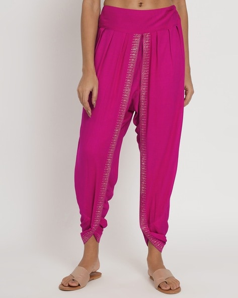 Block Print Dhoti Pants with Elasticated Waistband Price in India