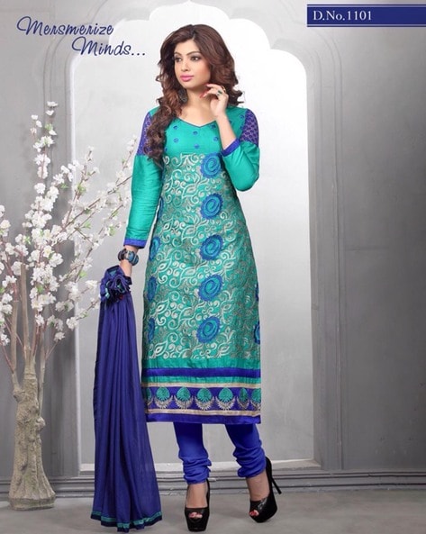 Paisley Printed 3-Piece Unstitched Dress Material Price in India