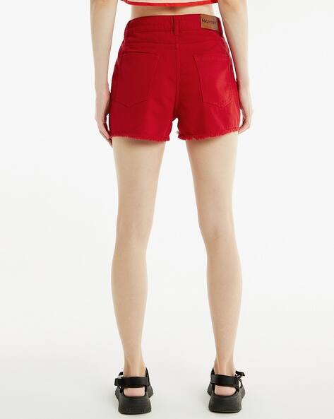 Denim Shorts with Frayed Hems