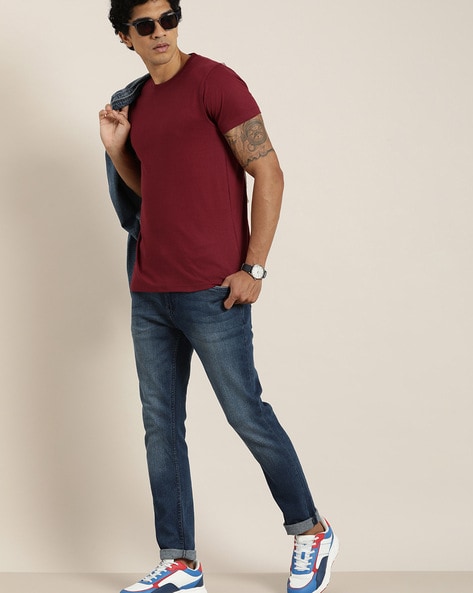 Buy Maroon Tshirts for Men by DILLINGER Online