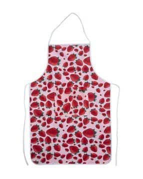 Strawberry Print Apron with Front Pocket