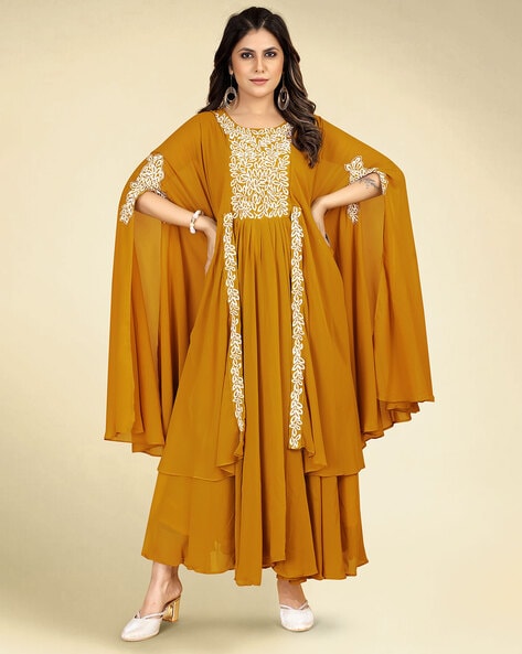 Buy Semi Stitched Cotton Embroidered Indian Gowns Online for Women in UK