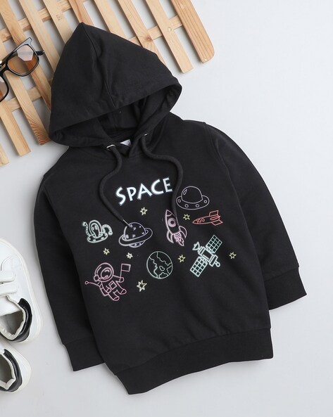 Logo-Print Cotton Sweatshirt Black – FOUR Kids