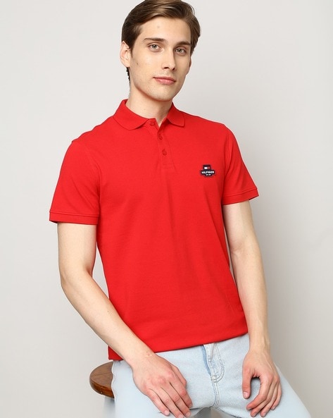 Tommy hilfiger red polo shirt new arrivals