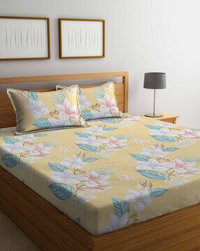 Floral Printed King Size Bedsheet with 2 Pillow Covers-image-21
