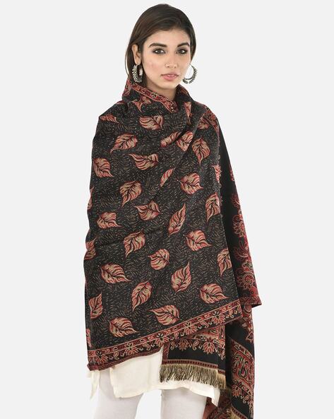 Floral Shawl with Fringed Hemline Price in India