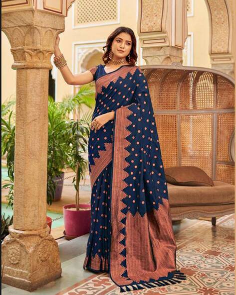 Buy sarthi collection Polka Print Bollywood Georgette Blue Sarees Online @  Best Price In India | Flipkart.com