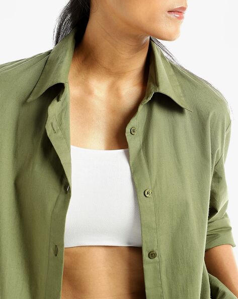 Green Button-Up Shirts & Oversized Button-Up Shirts for Women