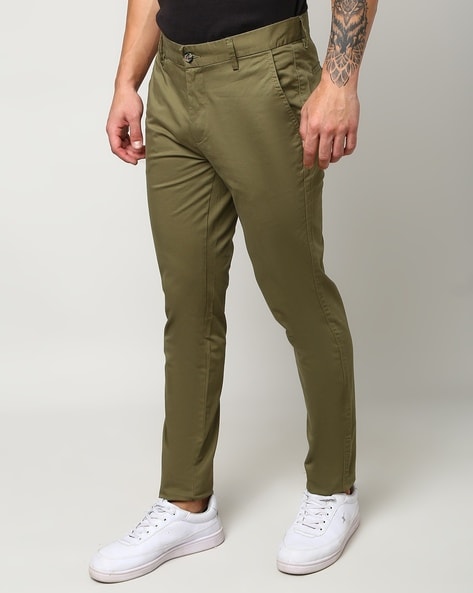 Buy Men Olive Ultra Slim Fit Solid Casual Trousers Online - 737766 | Allen  Solly