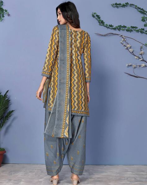 Buy Grey Dress Material for Women by SATRANI Online