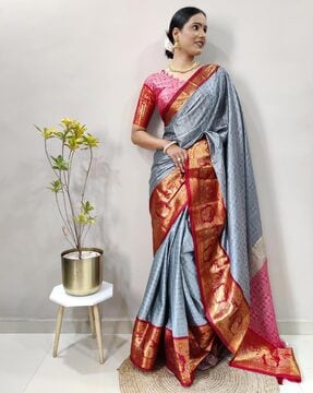 Grey Party Wear Jaanvi Fashion Silk Saree Cham-2034_Grey, With Blouse Piece  at Rs 1799 in Surat
