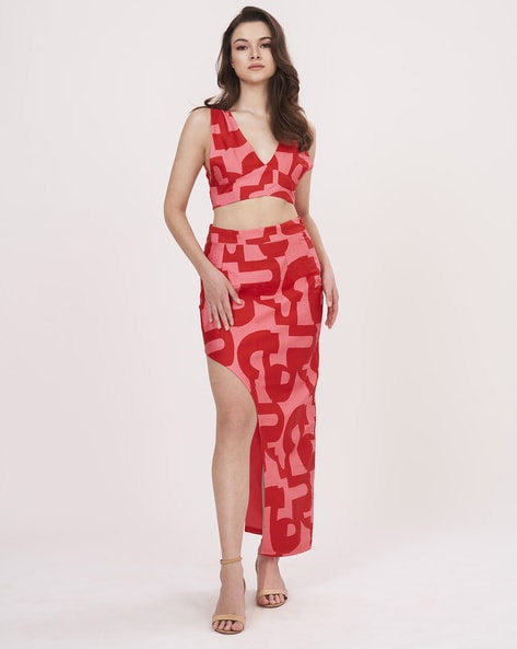 Buy House Of Varada Strappy Dress with Printed Sarong Set