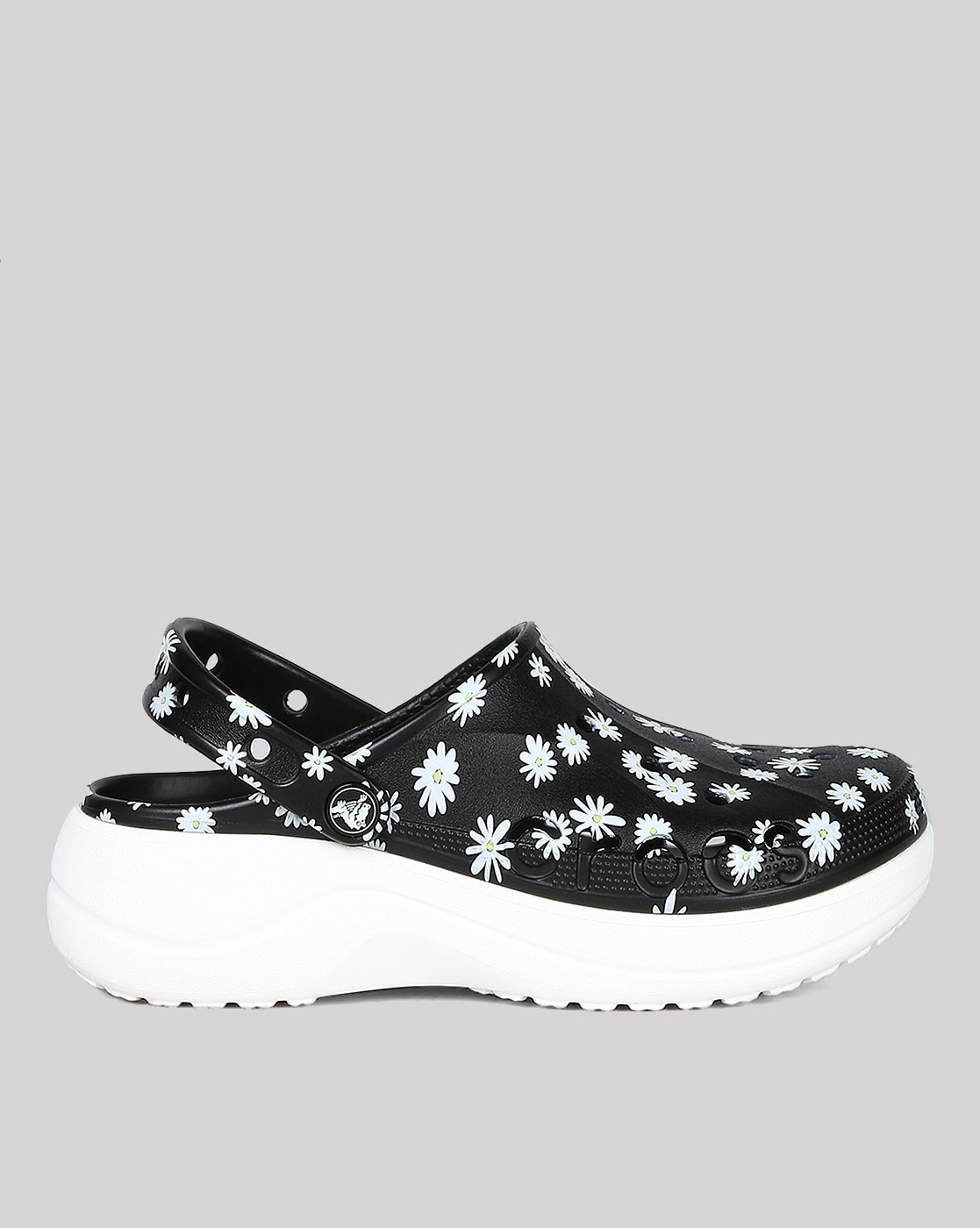 Black crocs hot sale with flowers