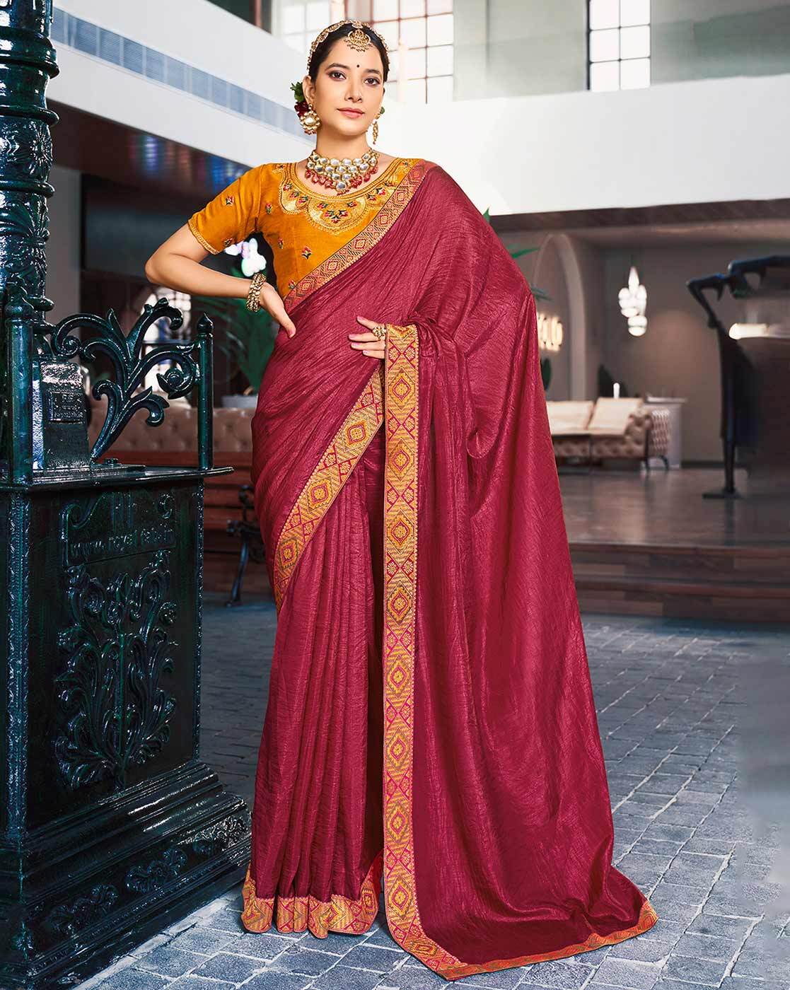 Buy Pink Sarees for Women by MIMOSA Online | Ajio.com