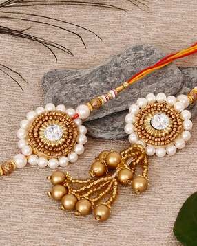 ecraftindia Pack of 2 Stone-Studded Tie-Up Rakhis-picture-19