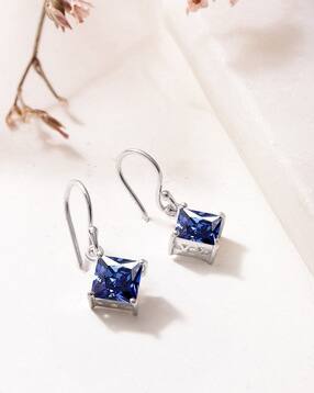 zavya Sterling Silver Rhodium-Plated Drop Earrings-picture-12