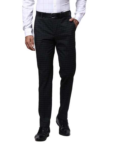 Buy TAHVO Men Formal Check Trousers Black at Amazon.in