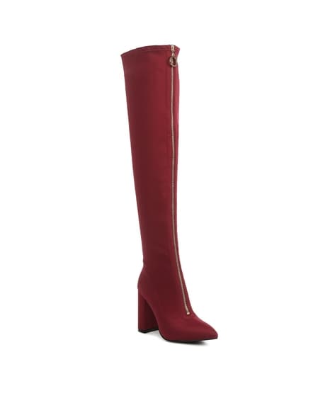 Burgundy knee hotsell length boots