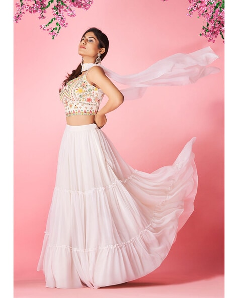 Bollywood White Colored Designer Lehenga Choli